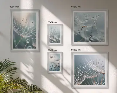 Minimalistické rostliny Dewdrops poliptyk v rámu