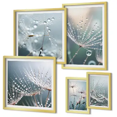 Minimalistické rostliny Dewdrops poliptyk v rámu