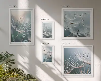 Minimalistické rostliny Dewdrops poliptyk v rámu