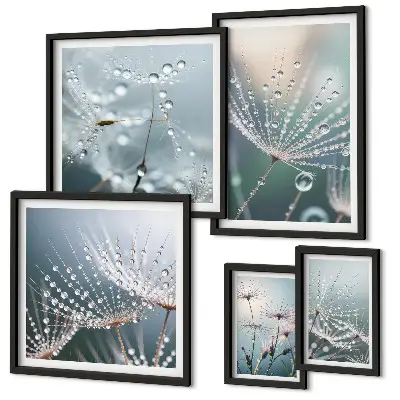 Minimalistické rostliny Dewdrops poliptyk v rámu