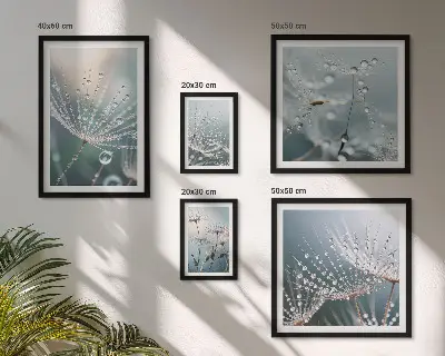 Minimalistické rostliny Dewdrops poliptyk v rámu
