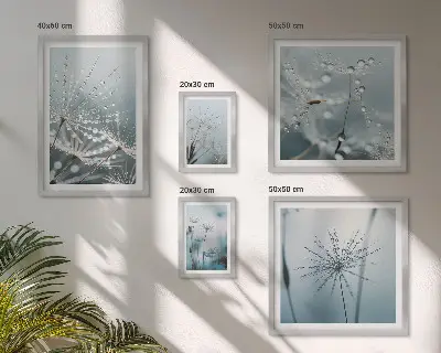 Kapky vody na rostlinách poliptyk v rámu