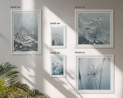 Kapky vody na rostlinách poliptyk v rámu
