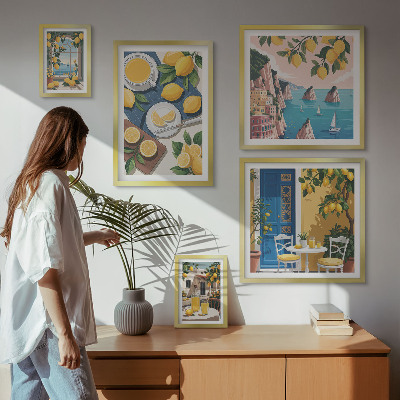 Sada obrazů do ložnice Citronová svěžest boho léto