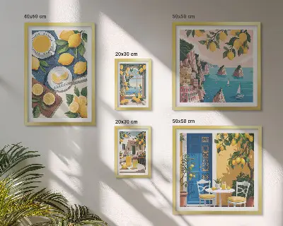 Sada obrazů do ložnice citronová svěžest v boho stylu