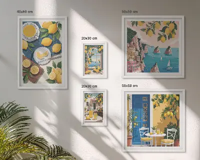 Sada obrazů do ložnice citronová svěžest v boho stylu