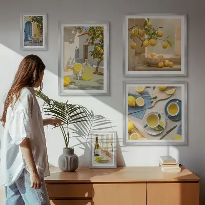 Rustikální citrony do kuchyně poliptyk v rámu
