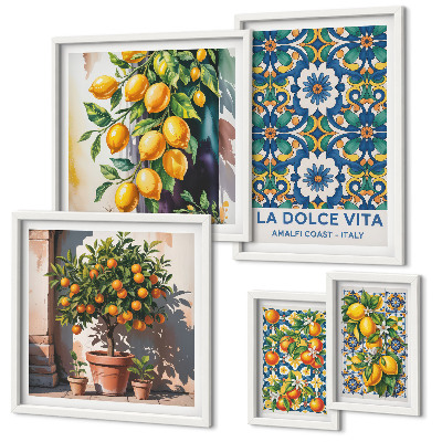 Sada obrazů do ložnice Italské citrusové dekorace ve stylu Amalfi