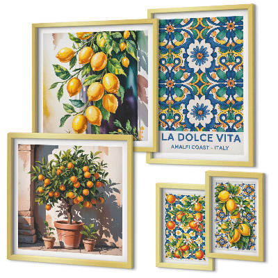 Sada obrazů do ložnice Italské citrusové dekorace ve stylu Amalfi