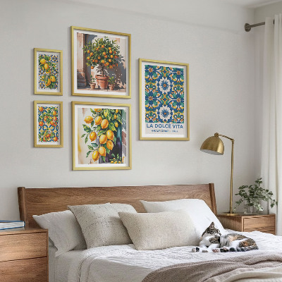 Sada obrazů do ložnice Italské citrusové dekorace ve stylu Amalfi