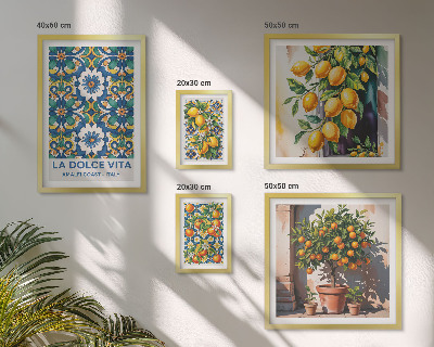 Sada obrazů do ložnice Italské citrusové dekorace ve stylu Amalfi