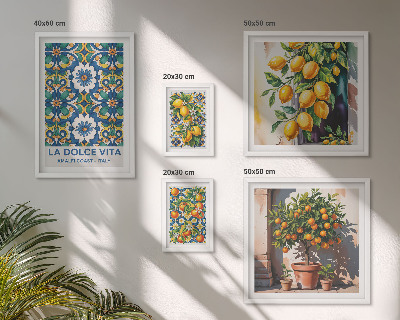 Sada obrazů do ložnice Italské citrusové dekorace ve stylu Amalfi