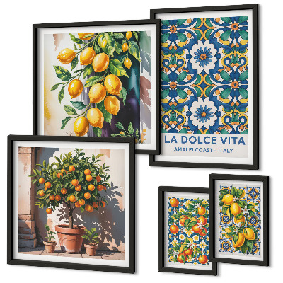 Sada obrazů do ložnice Italské citrusové dekorace ve stylu Amalfi