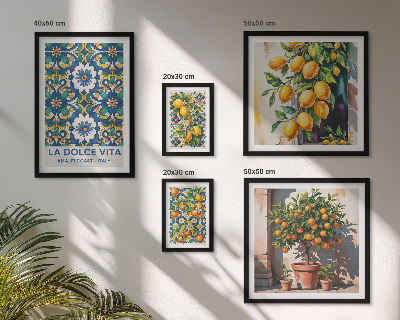 Sada obrazů do ložnice Italské citrusové dekorace ve stylu Amalfi