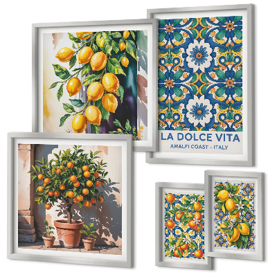 Sada obrazů do ložnice Italské citrusové dekorace ve stylu Amalfi