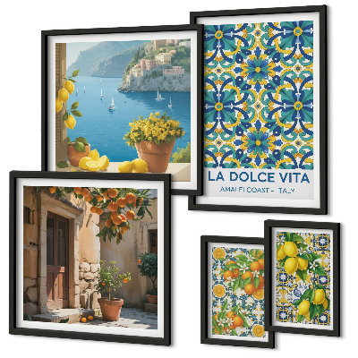 Poliptyk v rámu Italské citrusové květy Amalfi