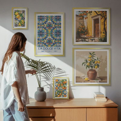 Sada obrazů do ložnice Italské citrusové plody ve středomořském stylu