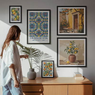 Sada obrazů do ložnice Italské citrusové plody ve středomořském stylu