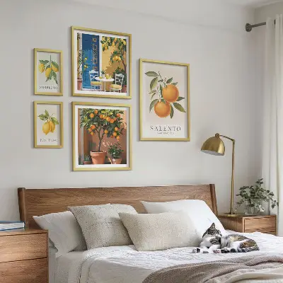 Poliptyk v rámu v italském rustikálním stylu s motivem ovoce