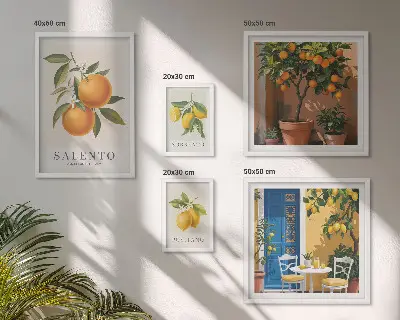 Poliptyk v rámu v italském rustikálním stylu s motivem ovoce