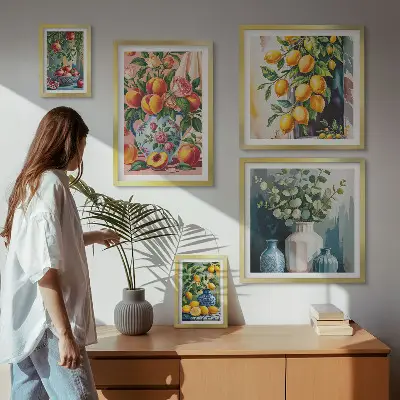 Sada obrazů do ložnice s ovocnou květinovou kompozicí
