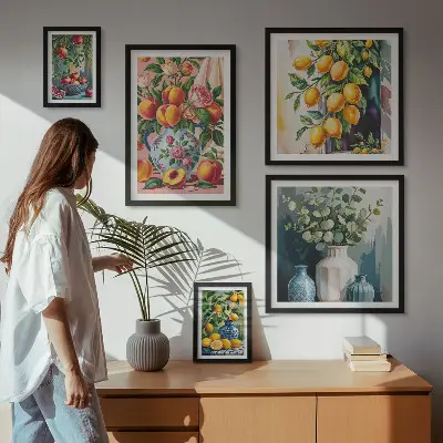 Sada obrazů do ložnice s ovocnou květinovou kompozicí