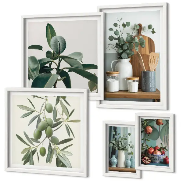 Přírodní skandinávské rostliny v rámu jako polyptych