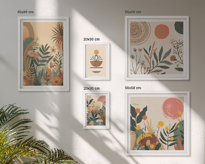 Sada obrazů do ložnice Abstraktní boho rostlinné motivy