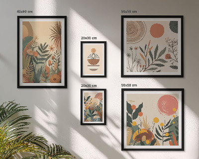 Sada obrazů do ložnice Abstraktní boho rostlinné motivy