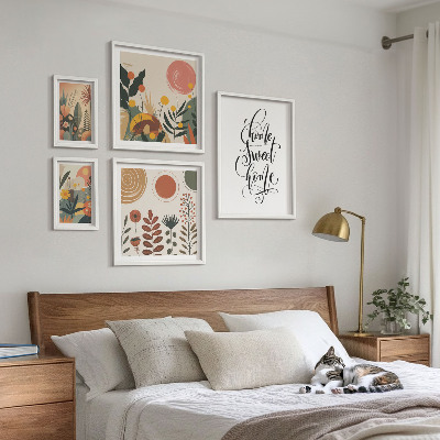 Sada obrazů do ložnice Stylové rostlinné dekorace