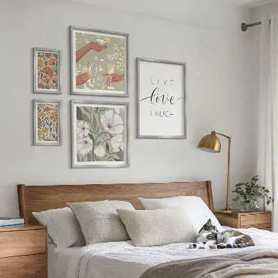 Poliptyk v rámu stylová květinová grafika se slogany