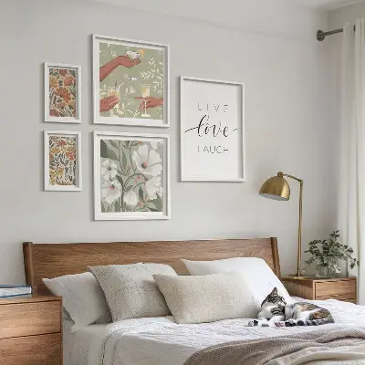 Poliptyk v rámu stylová květinová grafika se slogany