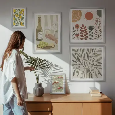 Sada obrazů do ložnice stylové dekorace s motivem vína