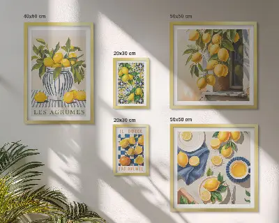 Citrusové provensálské dekorace poliptyk v rámu