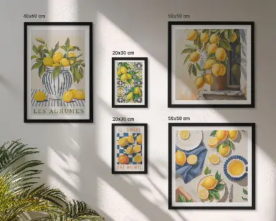 Citrusové provensálské dekorace poliptyk v rámu
