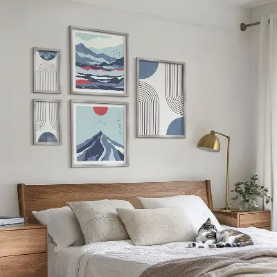 Abstraktní geometrie krajiny poliptyk v rámu