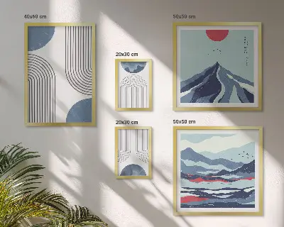 Abstraktní geometrie krajiny poliptyk v rámu