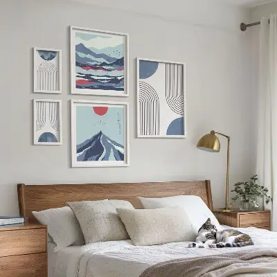 Abstraktní geometrie krajiny poliptyk v rámu