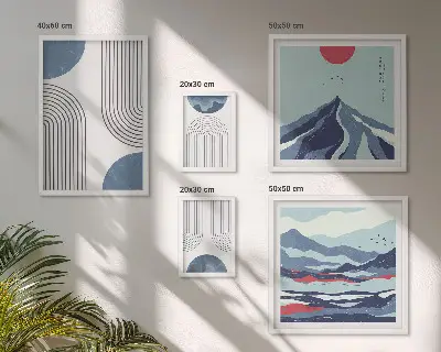 Abstraktní geometrie krajiny poliptyk v rámu