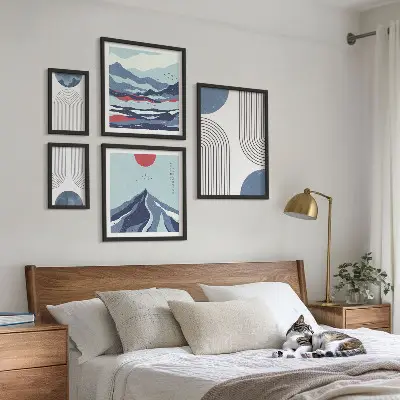 Abstraktní geometrie krajiny poliptyk v rámu
