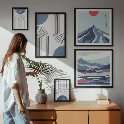Abstraktní geometrie krajiny poliptyk v rámu