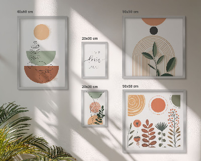 Sada obrazů do ložnice Stylová rostlinná a geometrická grafika