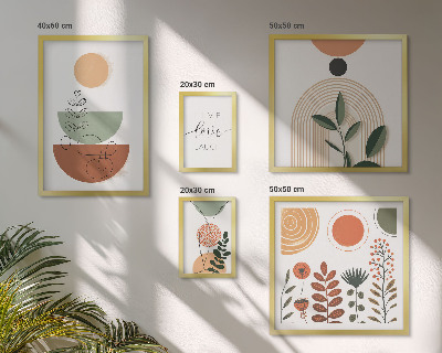 Sada obrazů do ložnice Stylová rostlinná a geometrická grafika