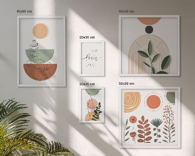Sada obrazů do ložnice Stylová rostlinná a geometrická grafika