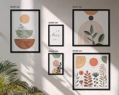 Sada obrazů do ložnice Stylová rostlinná a geometrická grafika