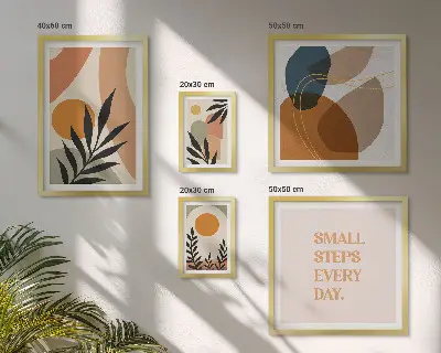Sada obrazů do ložnice stylová abstraktní grafika s motivem rostlin