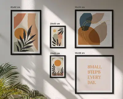 Sada obrazů do ložnice stylová abstraktní grafika s motivem rostlin