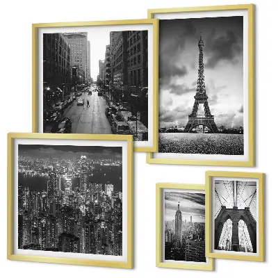 Sada obrazů do ložnice s motivem černobílých architektonických ikon