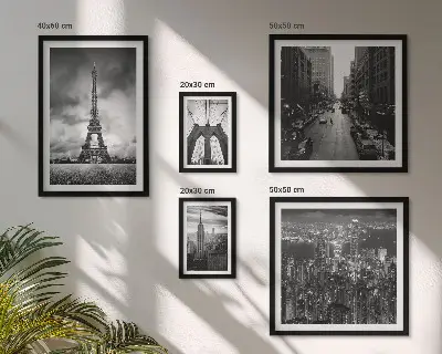 Sada obrazů do ložnice s motivem černobílých architektonických ikon