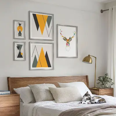 Sada obrazů do ložnice v barevných motivech v boho stylu